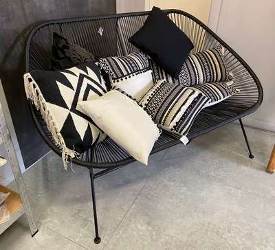 Divano 2 Posti Fili PVC Nero <s>&euro;298</s> - Promo &euro;195